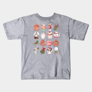 Cottagecore style Christmas drink and cookies. Kids T-Shirt